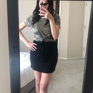 NWT Pretty little thing Black Faux Suede Skirt